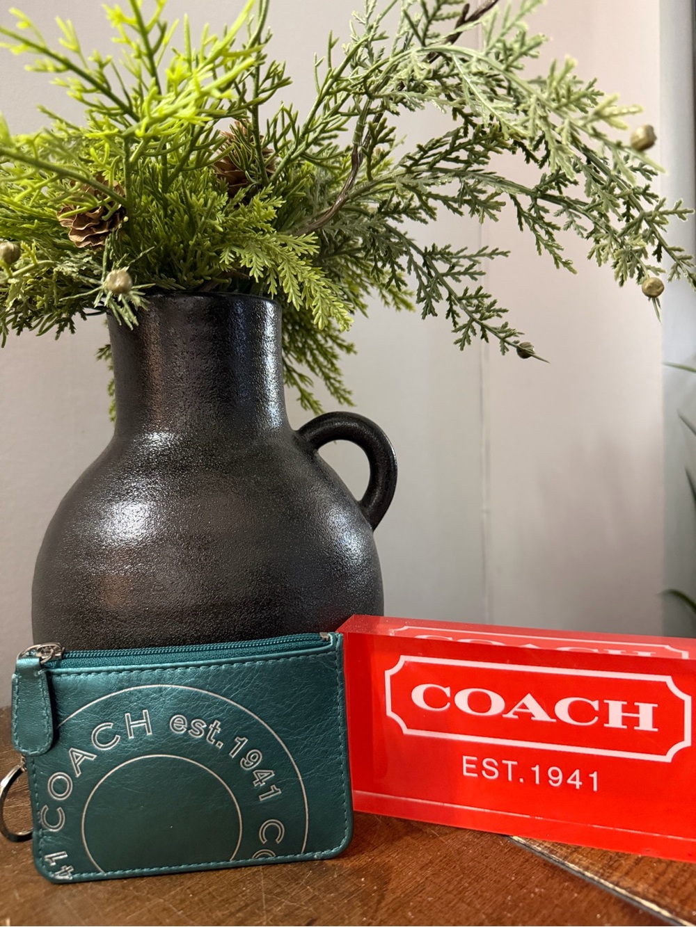 Coach Teal Key Ring Case